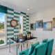 Fascinating-use-of-turquoise-stripes-in-the-transitional-home-office